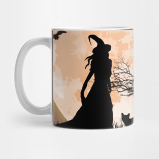 Mystical Witch, Black Cat, Full Moon Mug